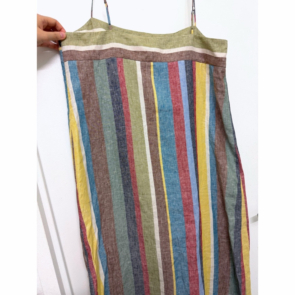 NWT Staud Laura Linen Maxi Dress Market Stripe Colorful Rainbow Sundress XL - Picture 9 of 12